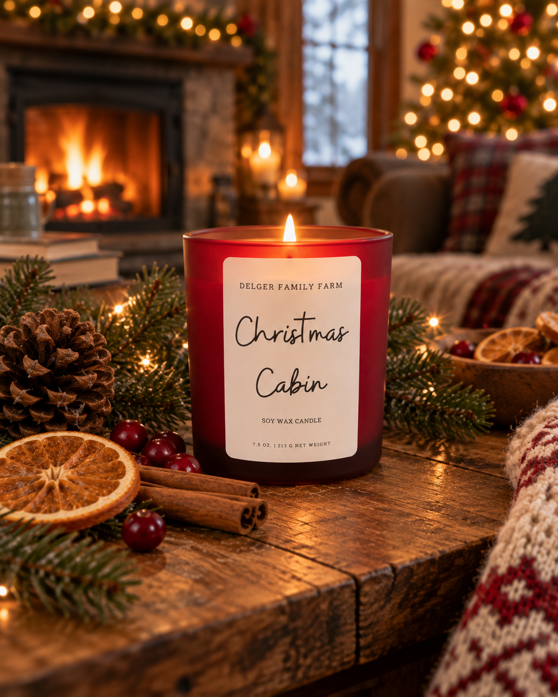 Christmas Cabin Soy Candle | Clean Fragrance Farmhouse Candle