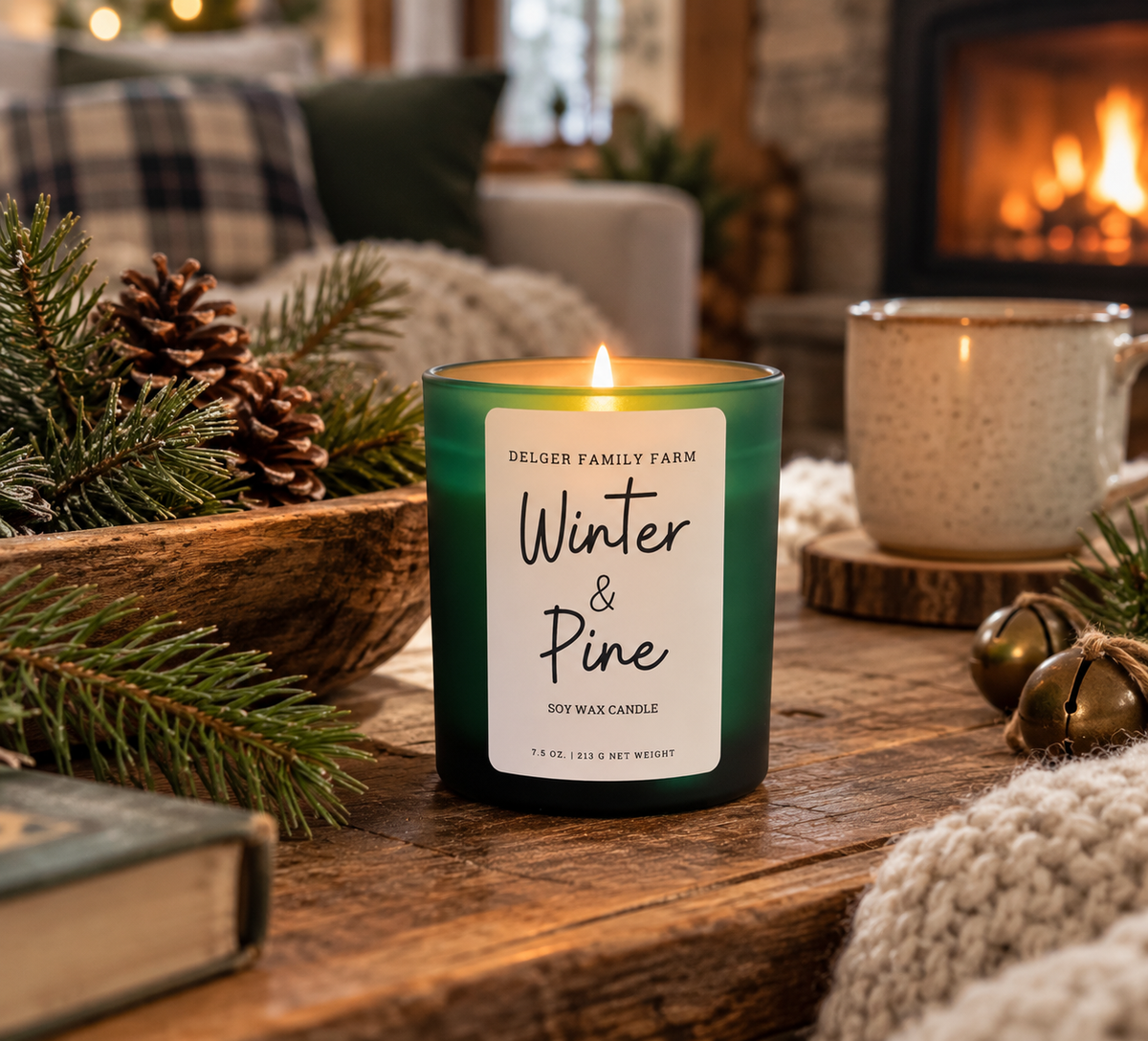 Winter & Pine Soy Candle | Clean Fragrance Farmhouse Candle