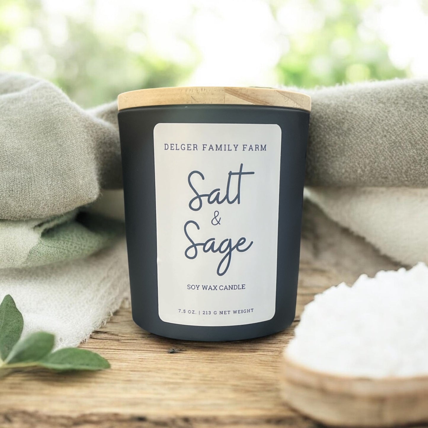 Salt & Sage Soy Candle | Clean Fragrance Farmhouse Candle