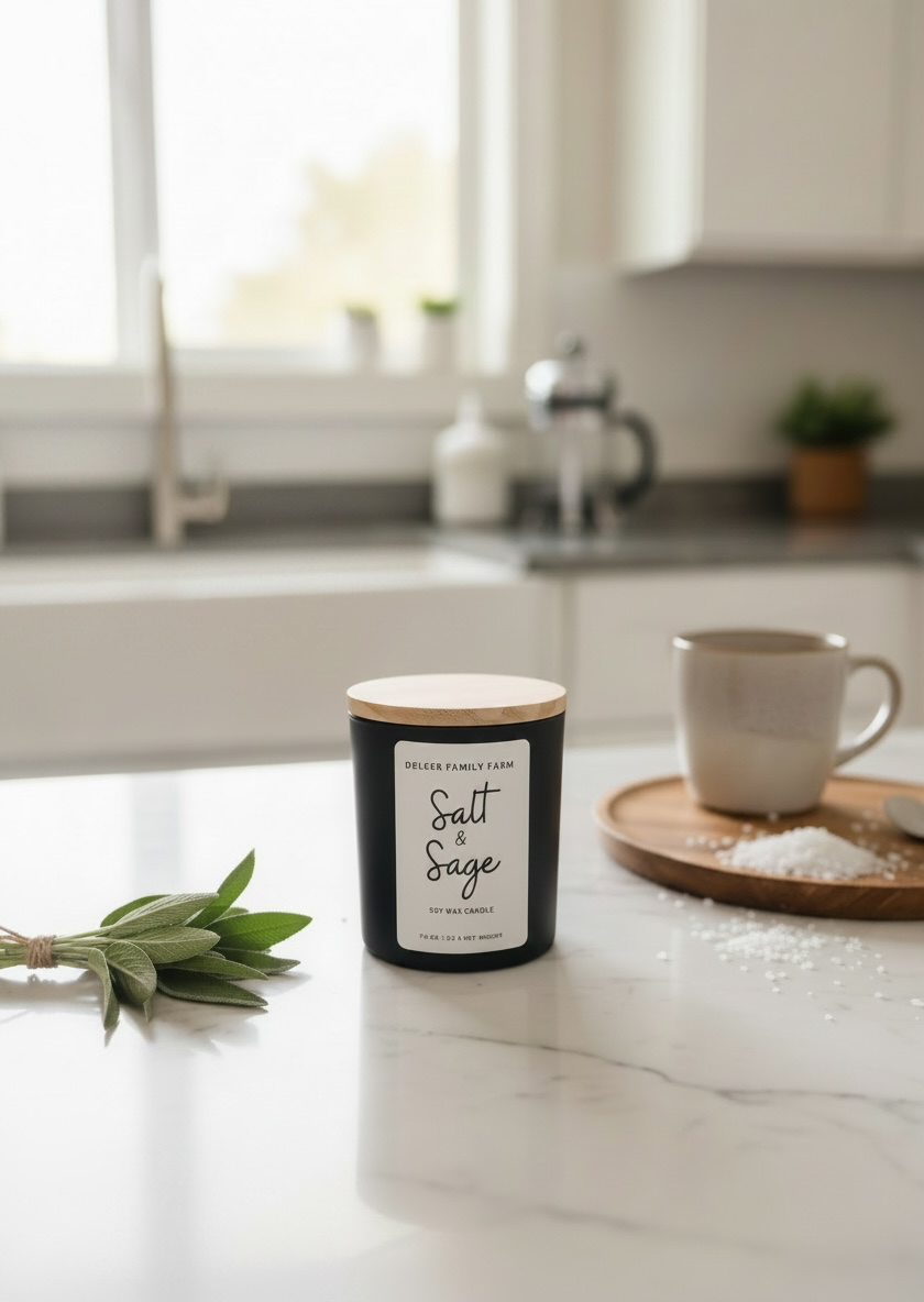 Salt & Sage Soy Candle | Clean Fragrance Farmhouse Candle