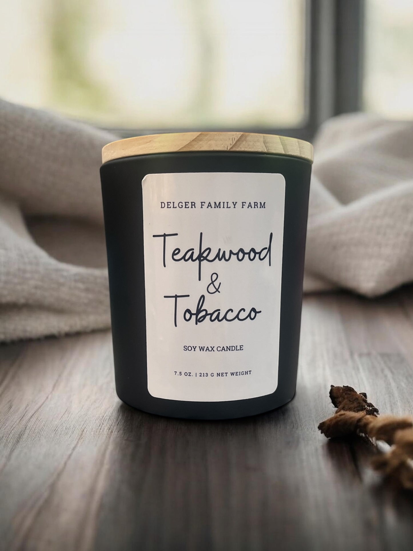 Teakwood & Tobacco Soy Candle | Clean Fragrance Farmhouse Candle