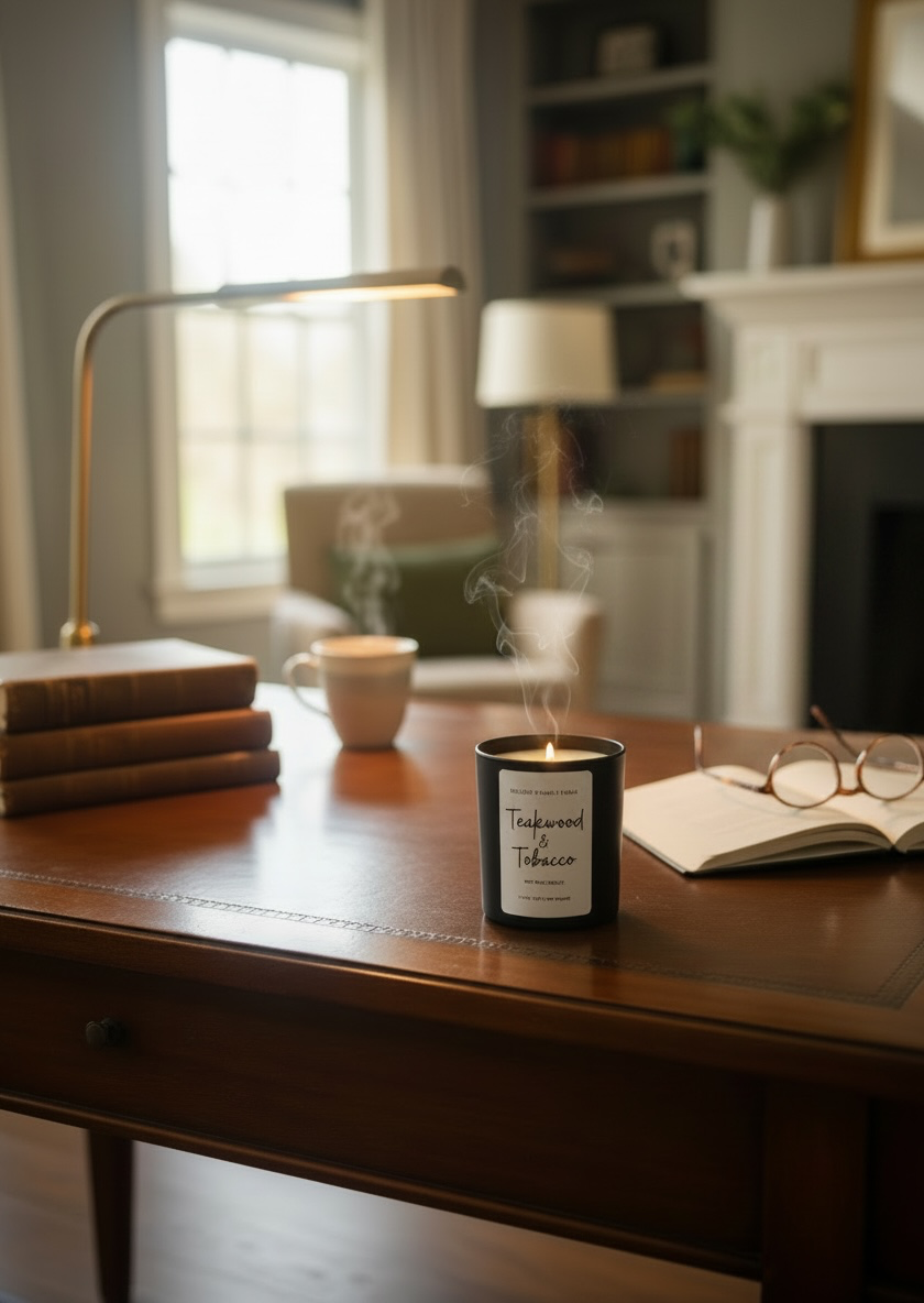 Teakwood & Tobacco Soy Candle | Clean Fragrance Farmhouse Candle