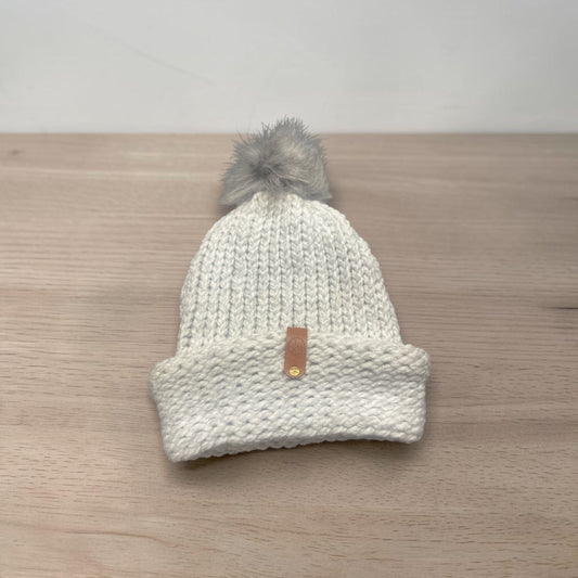 Light Gray Handmade Knit Pom Beanie