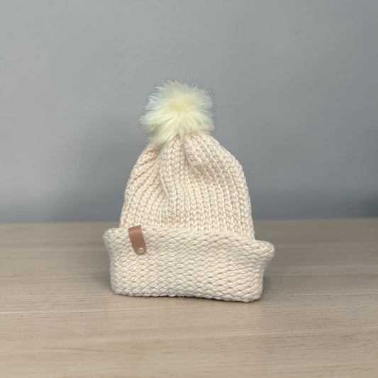 Light Pink Handmade Knit Pom Beanie